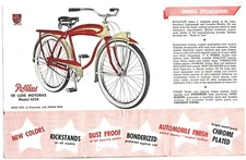 Vintage Bicycle Rollfast Sales Brochure. Closed 3-1/2" x 6-1/2" Open 10" by 15"