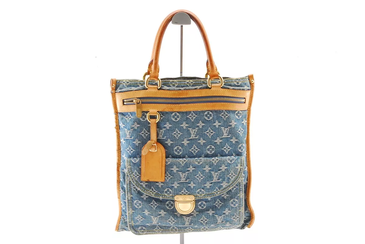 Louis Vuitton LV Flat Shopper NS Tote Bag Handbag M95018 Monogram Denim Blue