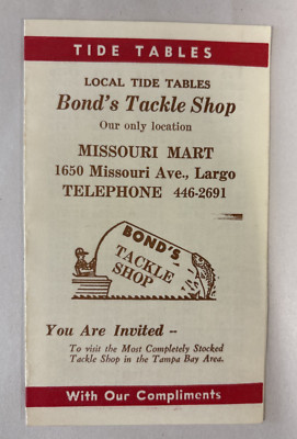 BOND'S TACKLE SHOP-St. PETERSBURG FLORIDA-LOCAL TIDE TABLE BOOKLET-VINTAGE