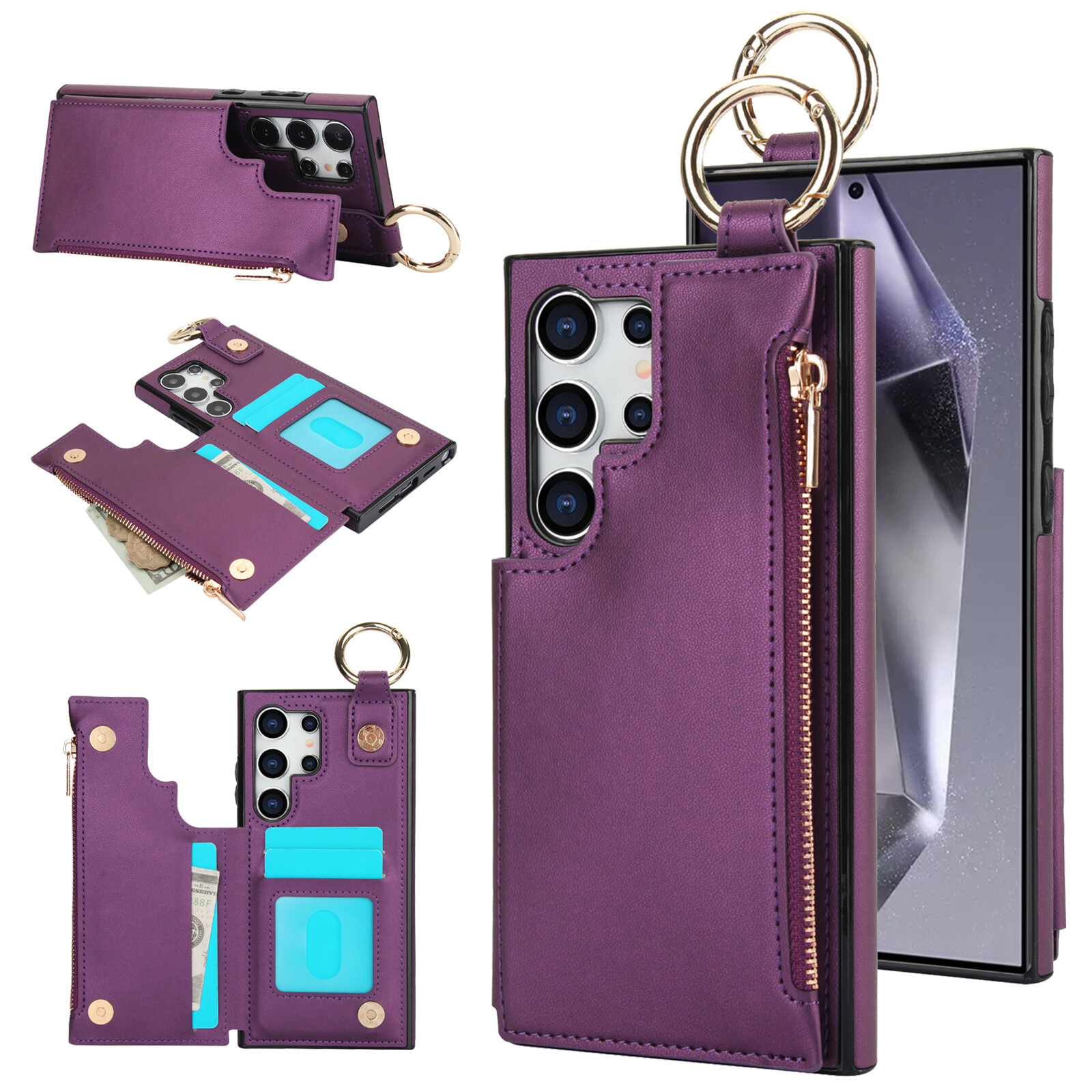 Samsung Galaxy S24 Ultra PU Leather Wallet Case with Card Holder  
