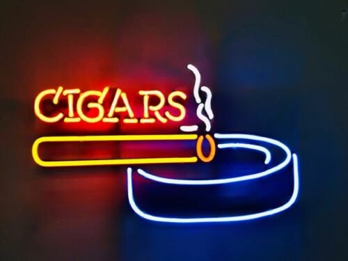 Cigares cigarette cendrier fumée ouvert 20"x16" néon panneau lampe bar décoration - Photo 1 sur 5