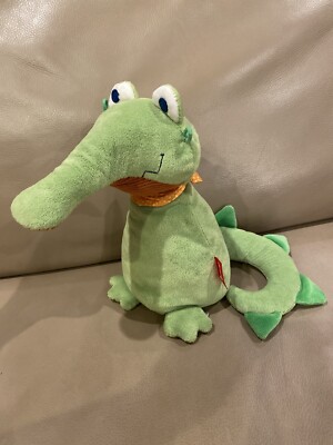 Sigikid Alligator Crocodile 10'' Green Corduroy Weighted Bean Bag Plush