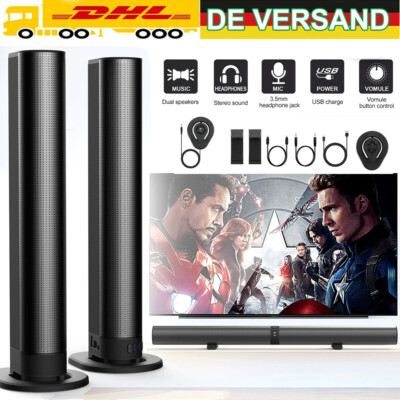 Wireless Surround Soundbar 4 Lautsprechersystem Bluetooth Subwoofer TV Heimkino