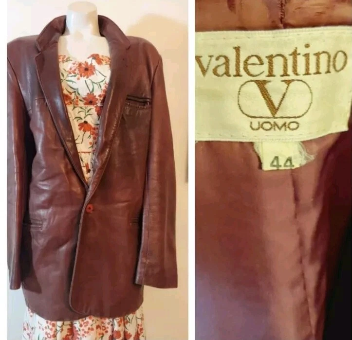 Giacca pelle vintage Valentino Uomo invecchiata Blaz burro morbida uomo fidanzato