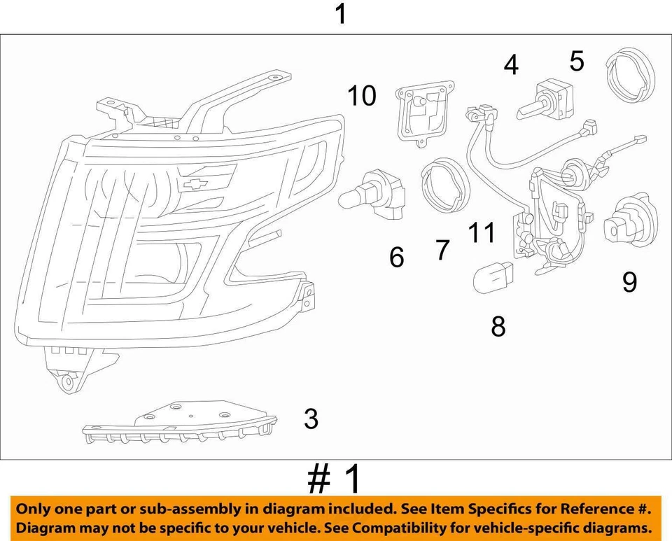 Faro derecho Chevrolet Tahoe 2015-2016 pasajero sin HID Foto 4 de 4