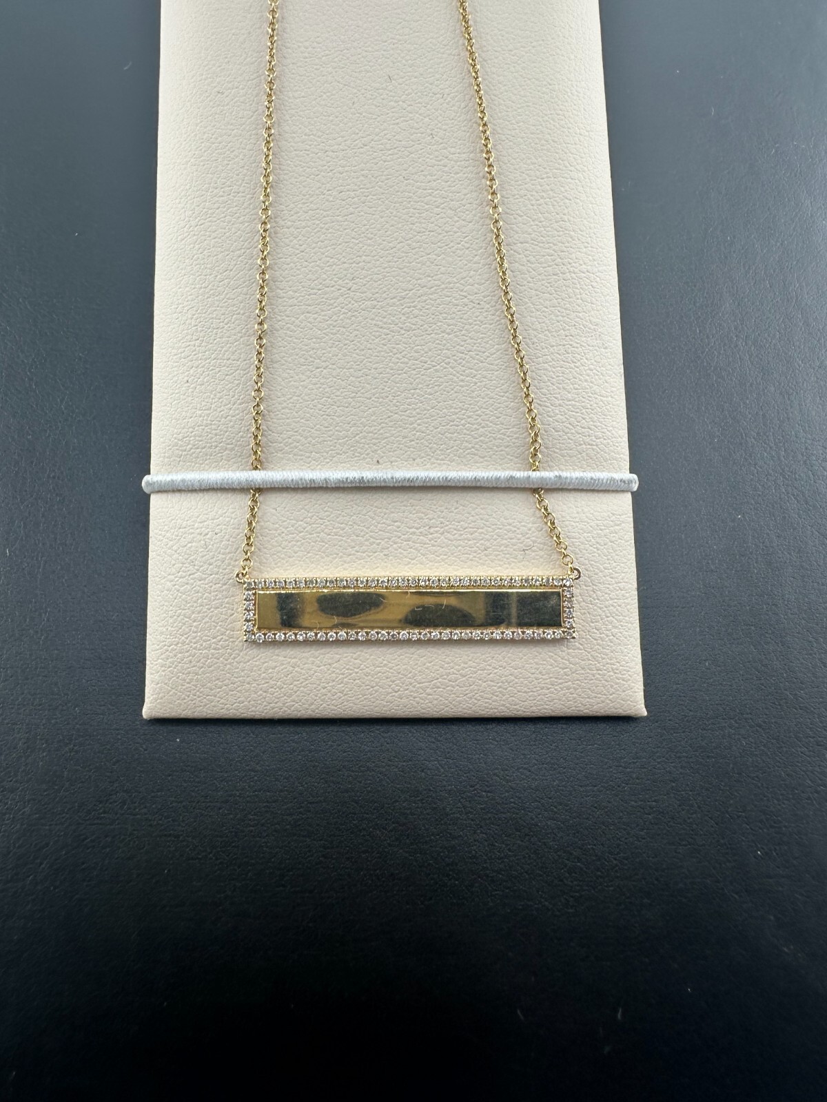 14K Yellow Gold Bar Necklace with Diamond Accents – Elegant & Minimalist