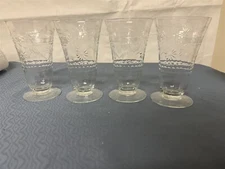 Vintage Etched Cut 8 oz. Footed Tumbler Unknown Maker