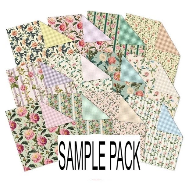 COTTAGE WALLPAPER & GINGHAM TABLE CLOTH HUNKYDORY Duo Design 8x8 Sample Papers - Image 2 of 4