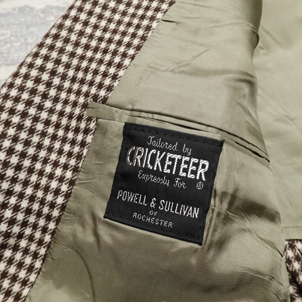 Blazer Chaqueta Traje Tweed Lana Cuadros de Pastor Marrón Talla 44 DE COLECCIÓN Cricketeer Foto 3 de 4