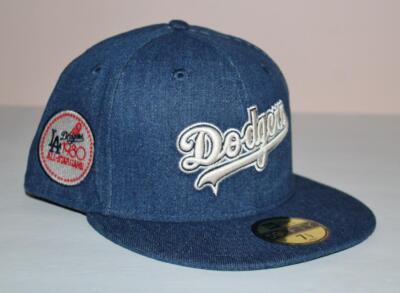 LOS ANGELES DODGERS Denim Cap All Star NEW ERA 59FIFTY Fitted Hat Size 7 1/2 *2T
