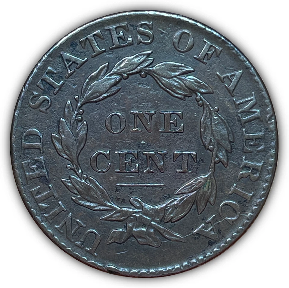 Centavo grande cabeza corona fecha pequeña 1828 casi sin circular AU detalles de la moneda Foto 2 de 3