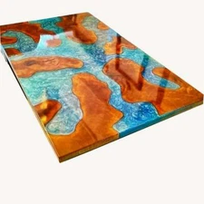 60" x 36" Epoxy Resin Table Top / Center Table Top Natural Wooden Table
