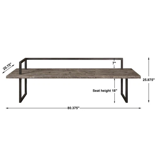 Uttermost Herbert Transitional Wood and Metal Bench in Aged Black/White - Picture 4 of 4
