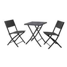 SVITA Polyrattan Bistro-Set Balkonset Klappmöbel Stuhl Tisch Gartenmöbel Schwarz
