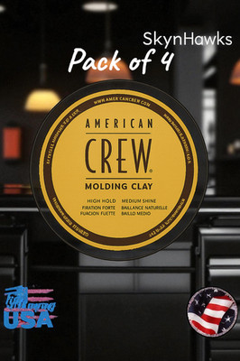 American Crew Molding Clay Strong Hold Medium Shine Hair Style 3oz (Pack of 04)