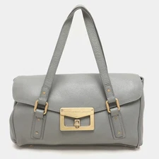 Marc by Marc Jacobs Grey Leather Turn Lock Flap Satchel