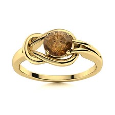 5MM Round Smoky Quartz Infinity Love Knot Ring 925 Sterling Silver Gold Plated