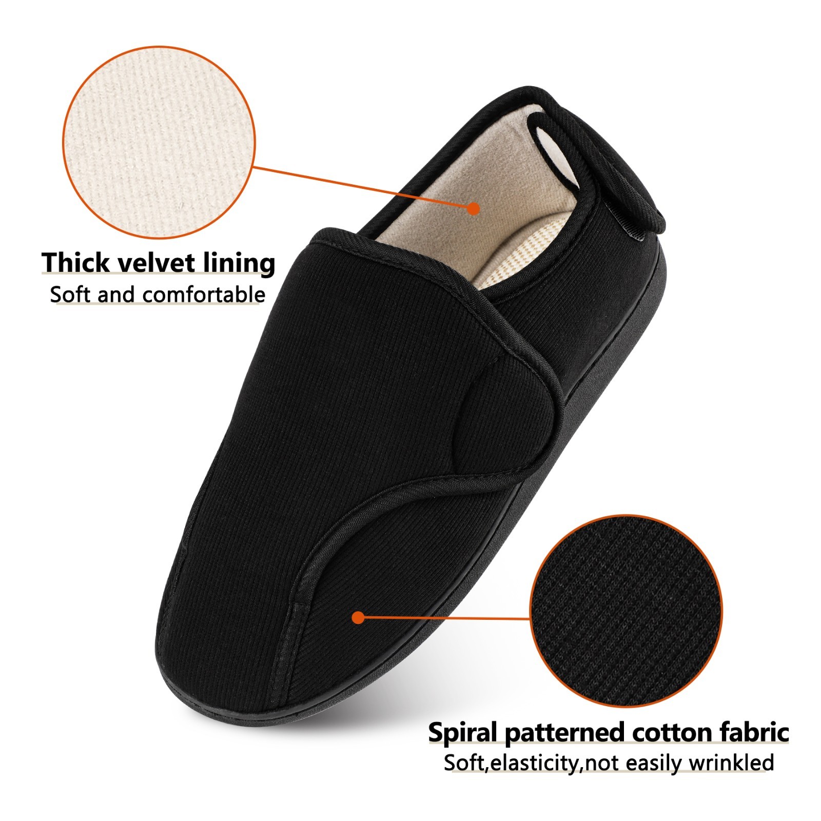 Men's Wide Width Slippers House Shoes for Swollen Feet Edema Arthritis Elderly - Thumbnail 4