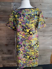 Cacharel Dress Aeffe Spa Sz. 14 Floral Print Chic Simple 100% Cotton Rare