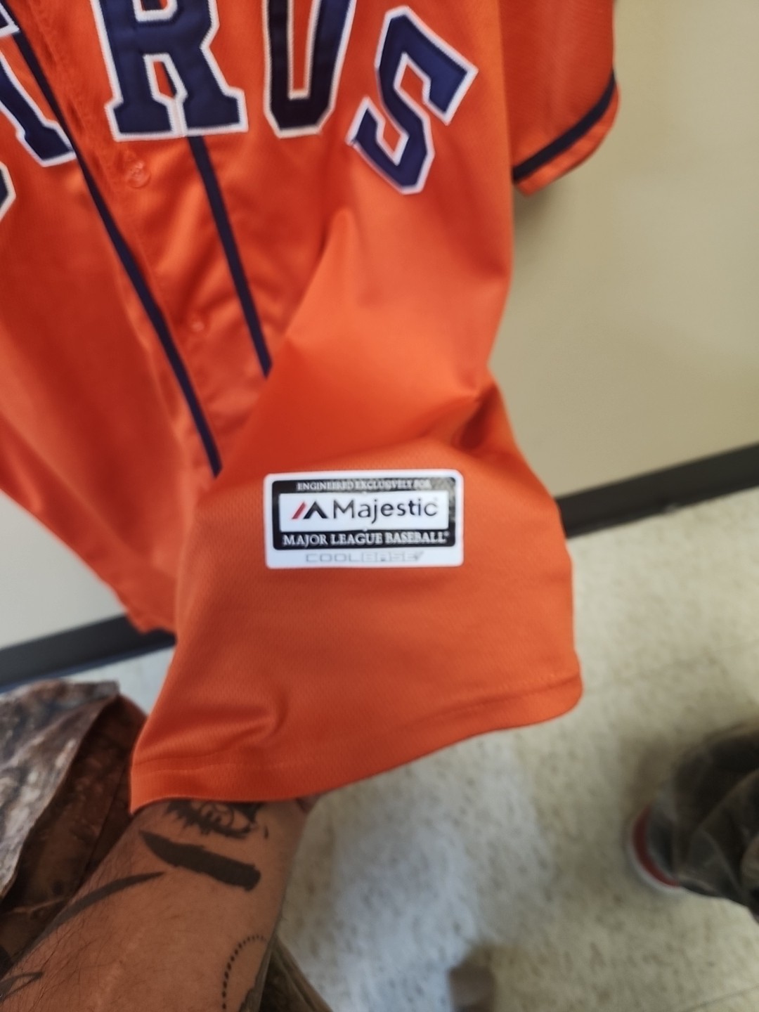 Majestic Coolbase Mens Astros Alex Bregman 2 Orange Jersey Size L