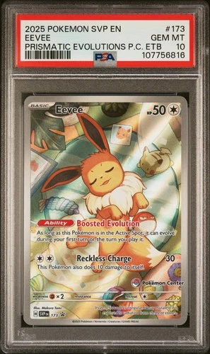 Pokemon Eevee 2025 Prismatic Evolutions Pokemon Center ETB Promo #173 PSA 10