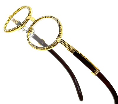Men's Shades Clear Lens Designer Diamond Wood Grain Gold Vintage