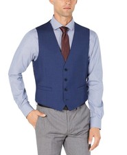 Calvin Klein Mens Slim fit Wool Suit Vest Medium Blue Solid