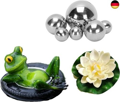 Super Idee Mini pond decoration set swimming frog with 6 silver balls and 2
