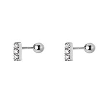 18g Mini CZ Bar Earrings Sterling Silver for ...