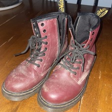 Dr Doc Martens Red Cosmic Glitter 1460 J Combat Boots Size 4 US M