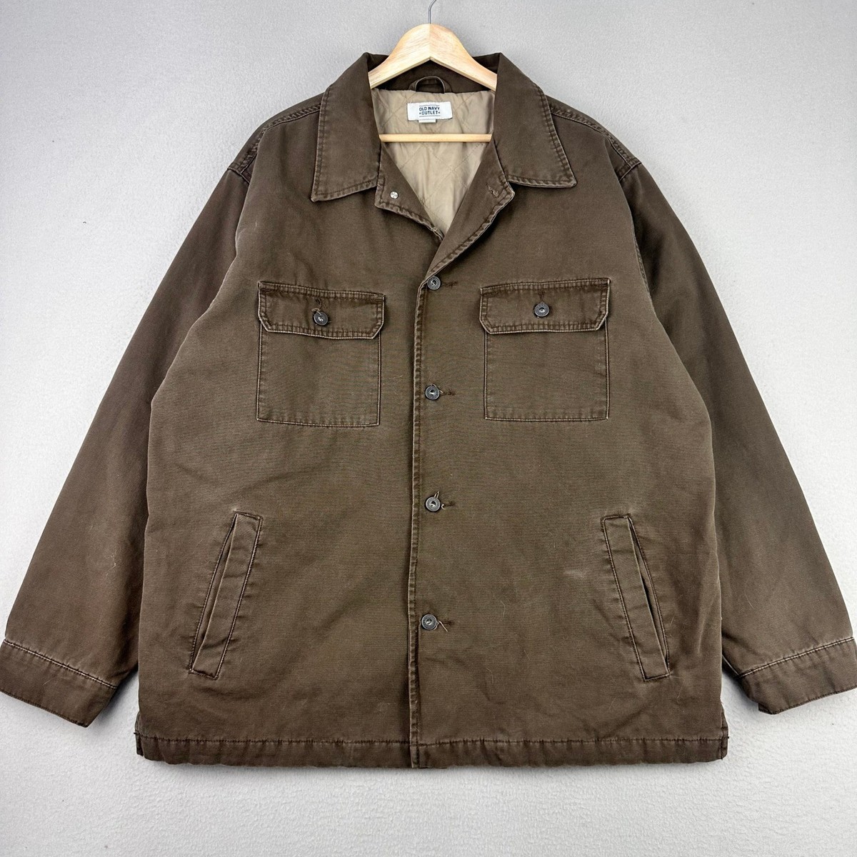 Vintage Old Navy Barn Jacket Mens Large Brown Canvas Workwear Y2K