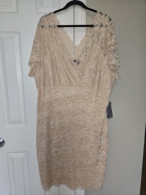 Roamans Plus Size Lace Tiered Dress Peach Sheer NWT V-Neck Elegant Formal  S22W | eBay