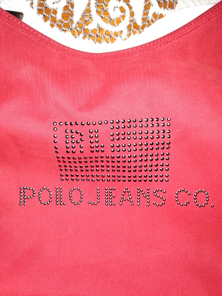 Bolsa tote Polo Jeans Co vintage Ralph Lauren vermelha ombro - Imagem 2 de 4
