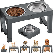 Image of Raised Dog Bowls for Medium Large Dogs, 5 Height Adjustable Dog Bowl with Stand 