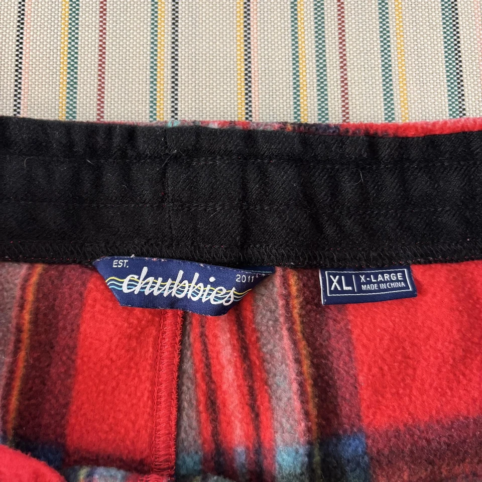 Pantalones Cortos Chubbies Para Hombre XL Rojo A Cuadros Polar Salón Cordón Cintura Acogedores Bolsillos Foto 3 de 4