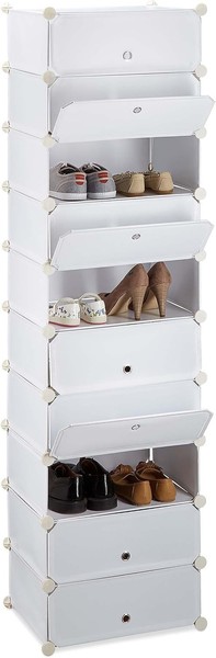 Relaxdays Schuhschrank Weiß 10 Ebenen Stecksystem-image