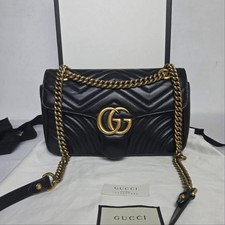 Gucci GG Marmont Black Chevron Shoulder Bag G...