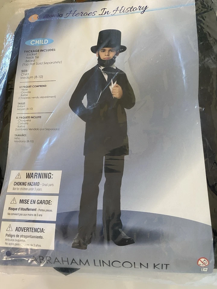 Disfraz Presidente Honesto Abe Abraham Lincoln Héroes en Historia Halloween Niños M Foto 2 de 4