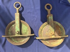 Vintage Antique Rope Pulleys X2 Lift Weight 1 Ton