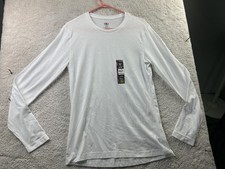 Athletic Works Shirt Mens Small White Long Sleeve Driworks Moisture Wicking