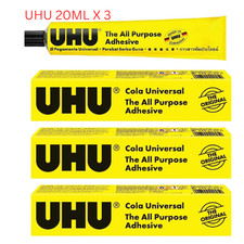 3 Pk x 20ml Original UHU Glue All Purpose Super Glue Tube Strong Clear Adhesive