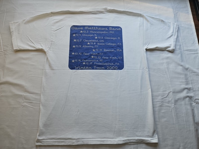 Vintage Dave Matthews Band Winter 2000 Tour T-Shirt Size Adult Large 21x28