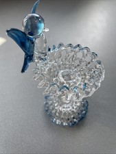 Vintage Hand Blown Glass Humming Bird Ornament Diam 2”, Height 4”
