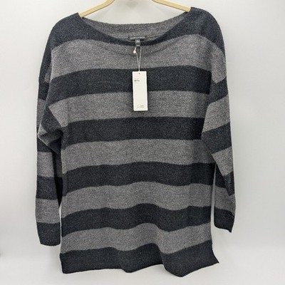 NWT Eileen Fisher Felted Merino Wool Striped Sweater $238 Relaxed Lounge Sz M
