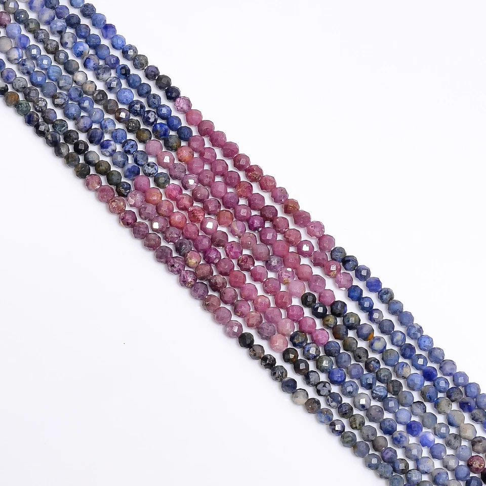 Cuentas facetadas rondelle de piedras preciosas sombreadas de zafiro natural 3 mm hilo 12,5" UGB286 Foto 2 de 2