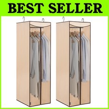 Closet Clothes Organizer, 2 Large Garment Bags, Beige