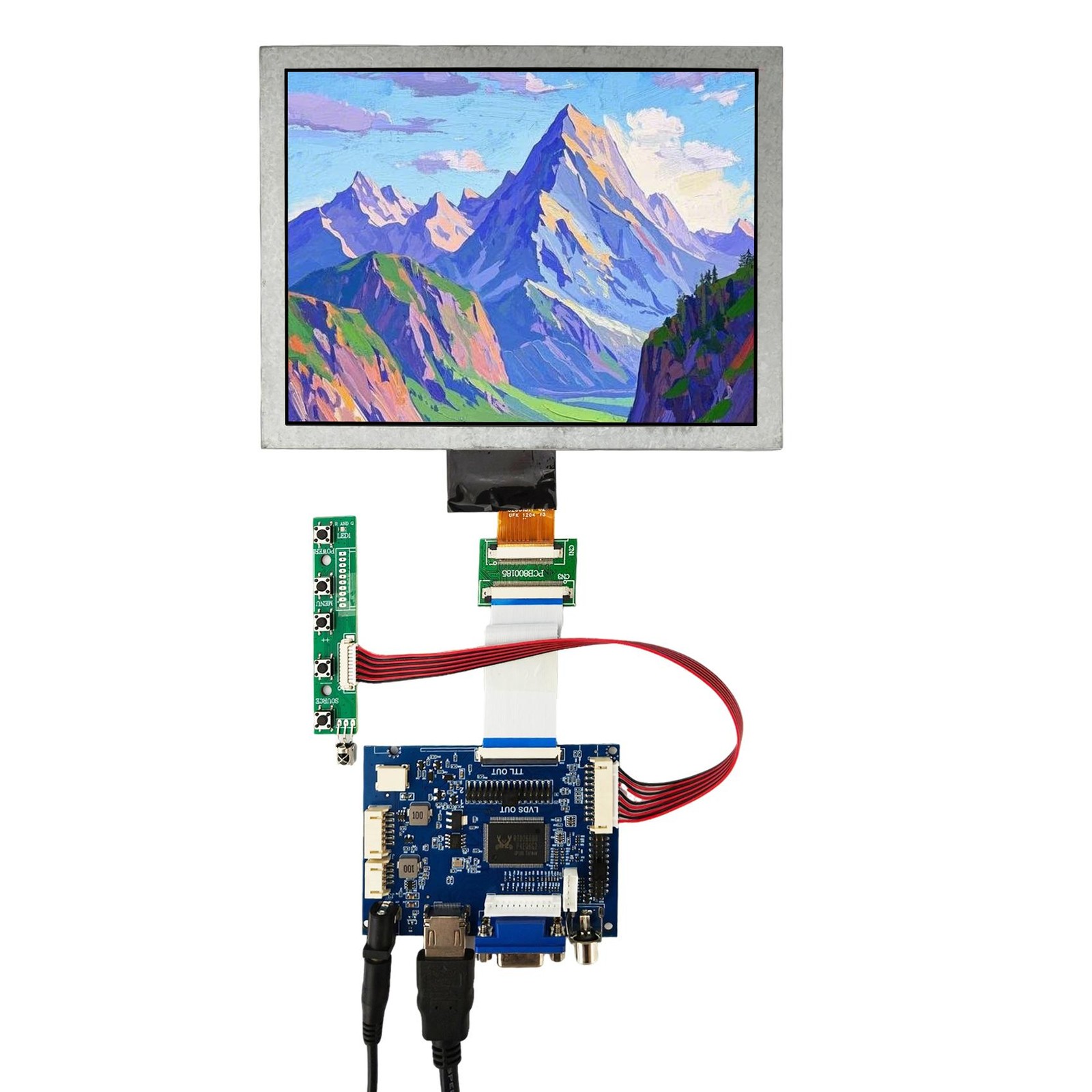 H/D+VGA+AV Controller Board VS-TY2662-V1+8inch EJ080NA-04C 1024X768 LCD Screen