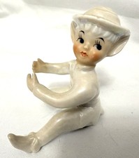 Lefton Pixie Elf Candle Hugger Japan Vintage MCM Porcelain Lusterware Iridescent