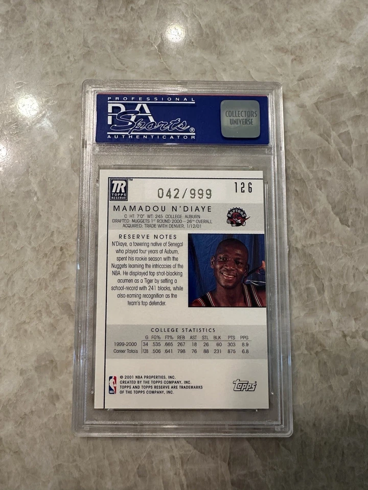 2000-01 Topps Reserve 172/999 Mamadou N'Diaye #126 PSA 9 MINT Rookie RC - Image 4 of 4