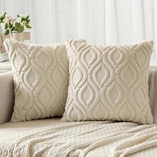 MIULEE Beige Throw Pillow Covers 18x18 Inch, 18" x (Pack of 2), 
